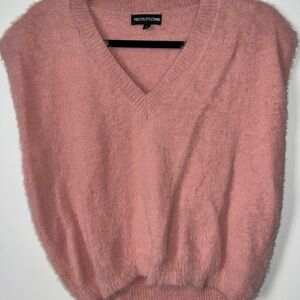 PrettyLittleThing Fuzzy Pink Sweater Vest